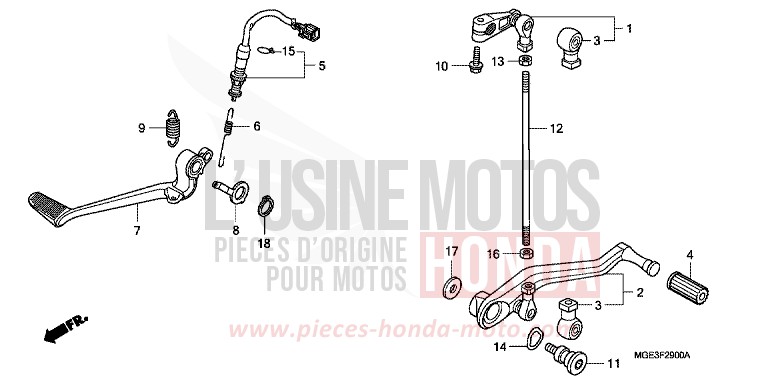 PEDAL for VFR1200F Dual Clutch CANDY PROMINENCE RED (R342) from 2013
